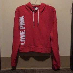 VS Pink Red Cropped Hoodie